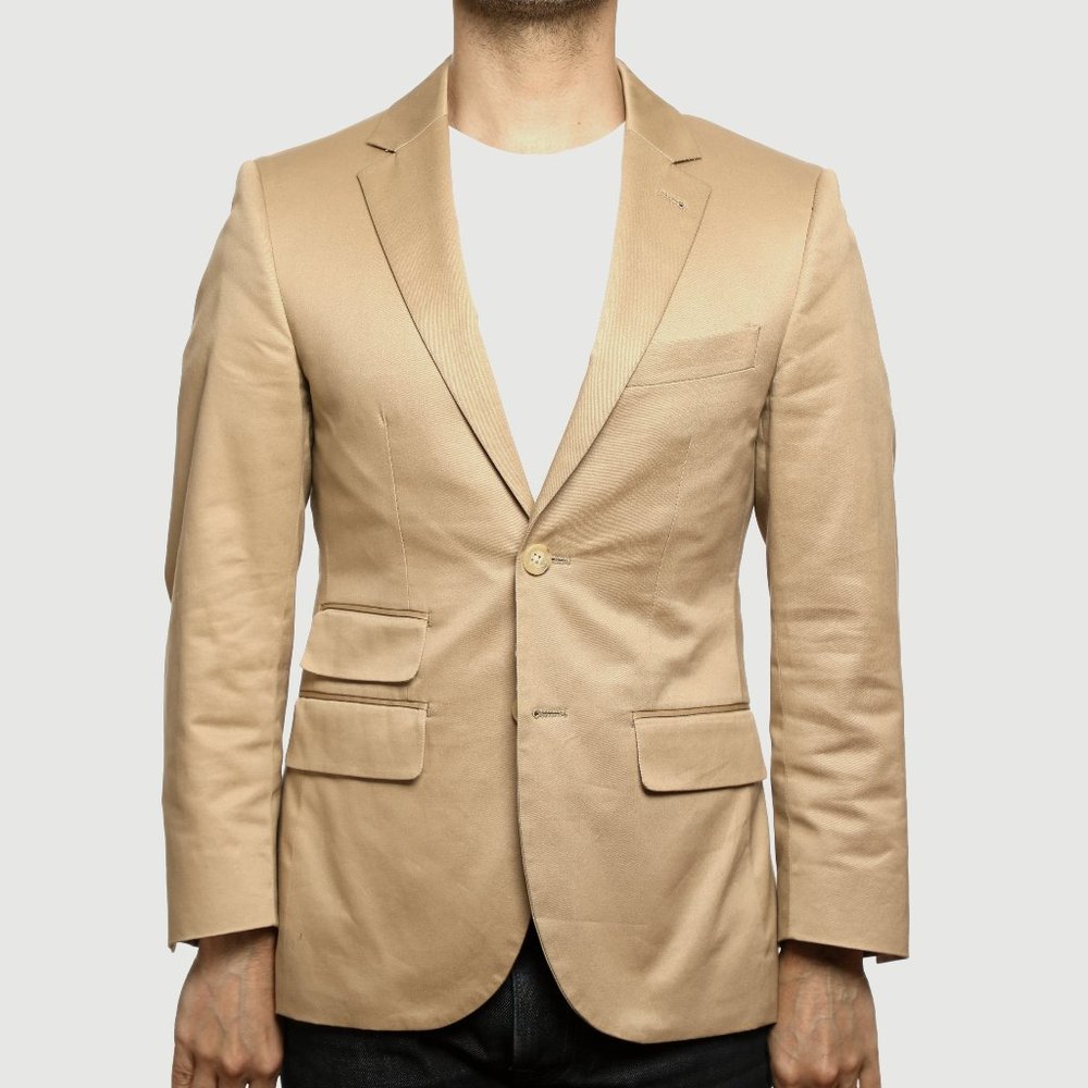 Indochino Khaki Stretch Cotton Blazer 2-Button Made To Measure 36-in Chest Short